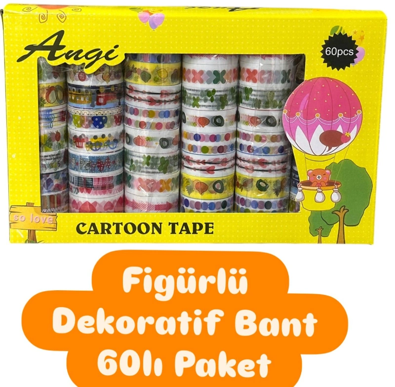 DEKORATİF FİGÜRLÜ BANT / 60LI PAKET KARIŞIK